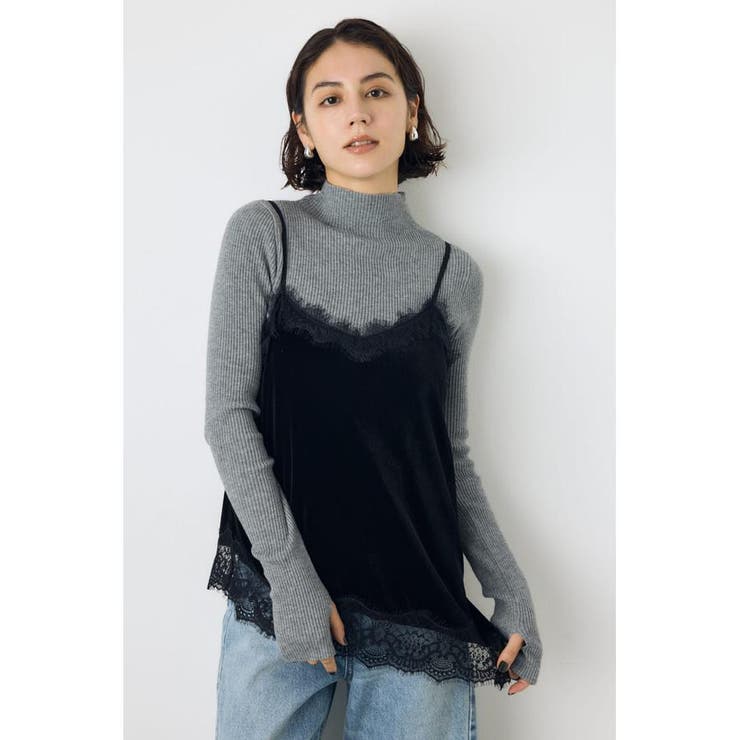 BLK | ベロアレースアシメキャミソール | AZUL BY MOUSSY