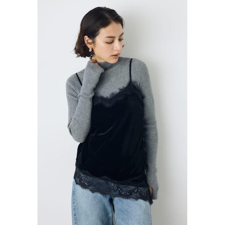 ベロアレースアシメキャミソール | AZUL BY MOUSSY | 詳細画像10 
