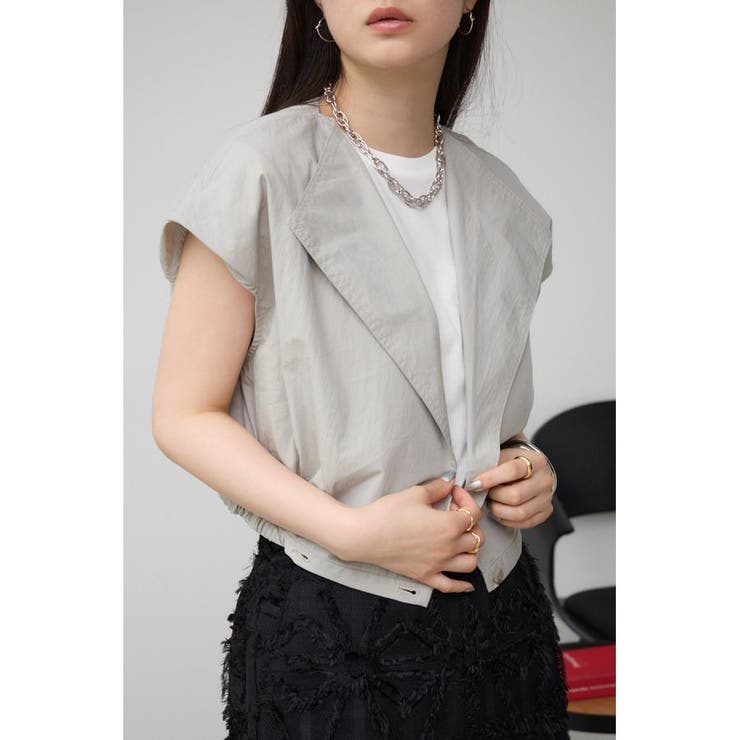 L/GRY1 | ドロストリングギャザーシャツベスト | AZUL BY MOUSSY