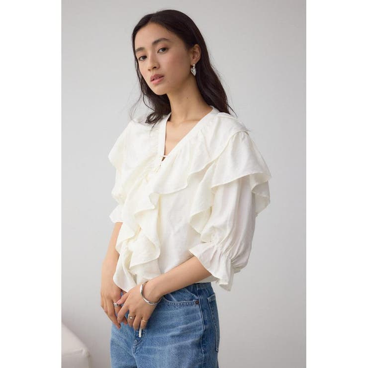 ラッフルフリル5分袖ブラウス | AZUL BY MOUSSY | 詳細画像3 