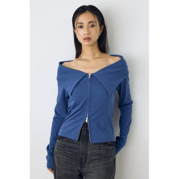 D/BLU3 | ダブルジップオフショル長袖トップス | AZUL BY MOUSSY