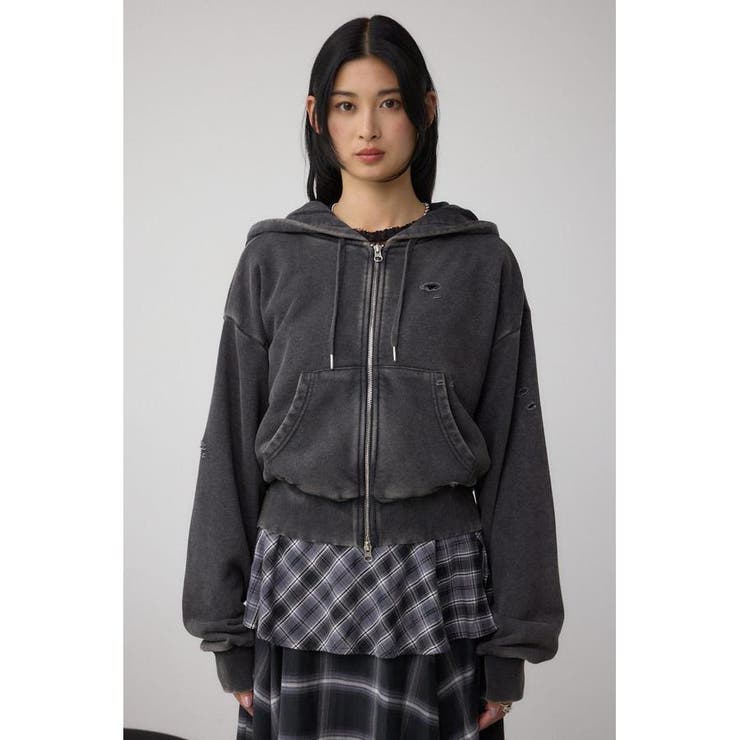 ジップアップダメージフーディー | AZUL BY MOUSSY | 詳細画像4 