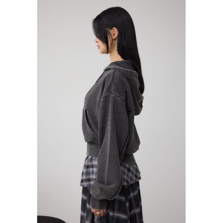 ジップアップダメージフーディー | AZUL BY MOUSSY | 詳細画像5 