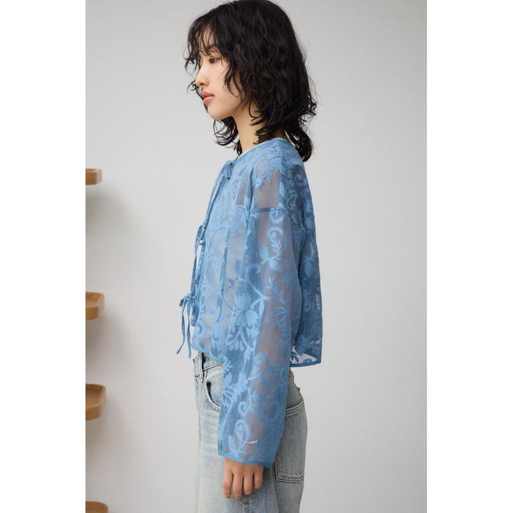 最終値下げ‼︎Turquoise blue co. 花柄　オールインワン メッシュパターンカーディガン[品番：AZLW0022174]｜AZUL BY
