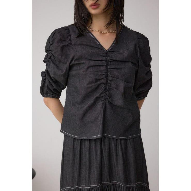 BLK | フロントギャザースリーブブラウス | AZUL BY MOUSSY