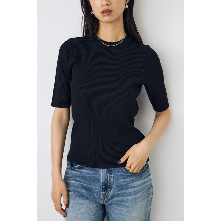 ハーフスリーブクルーネックニットトップス | AZUL BY MOUSSY | 詳細画像8 