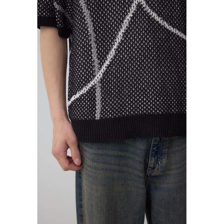 ライン柄クルーネック半袖ニット | AZUL BY MOUSSY | 詳細画像20 