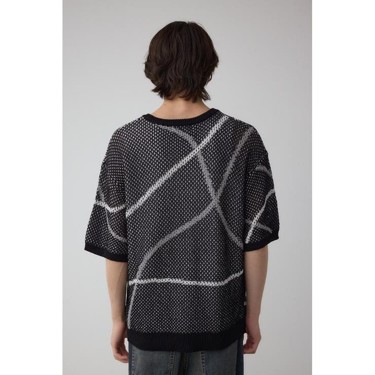 ライン柄クルーネック半袖ニット | AZUL BY MOUSSY | 詳細画像17 