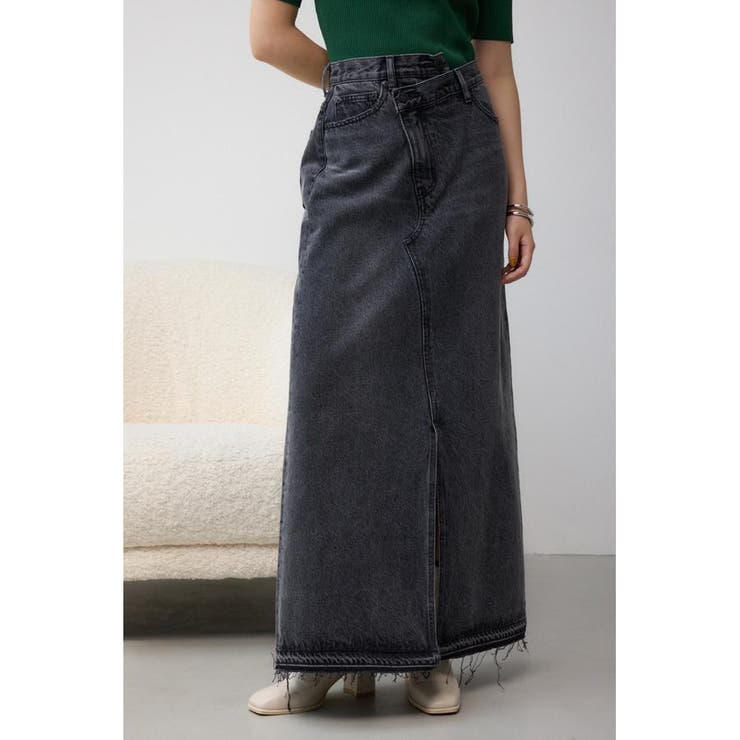 L/BLK1 | AZUL DENIM オーバーラップロングスカート | AZUL BY MOUSSY