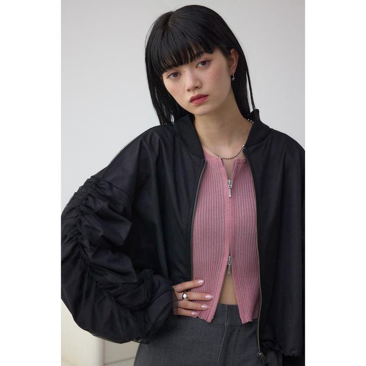 BLK | チュールドッキングブルゾン | AZUL BY MOUSSY