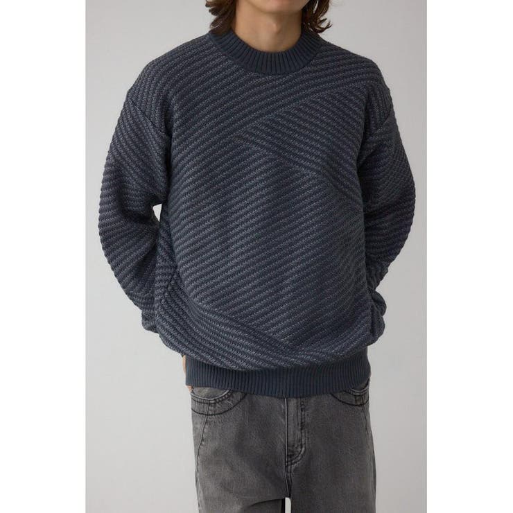 GRY | ジグトーンジャガードニット | AZUL BY MOUSSY