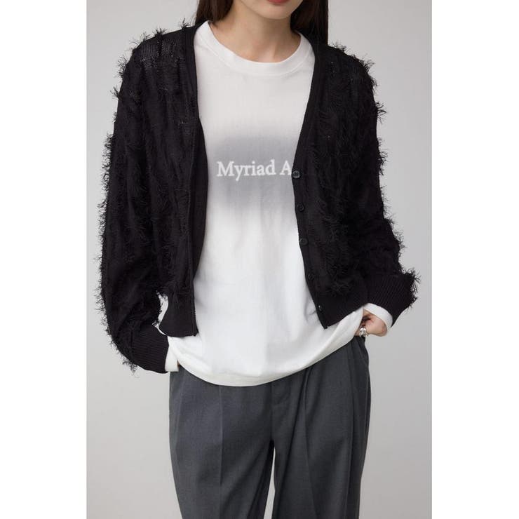 BLK | ランダムフリンジニットカーディガン | AZUL BY MOUSSY