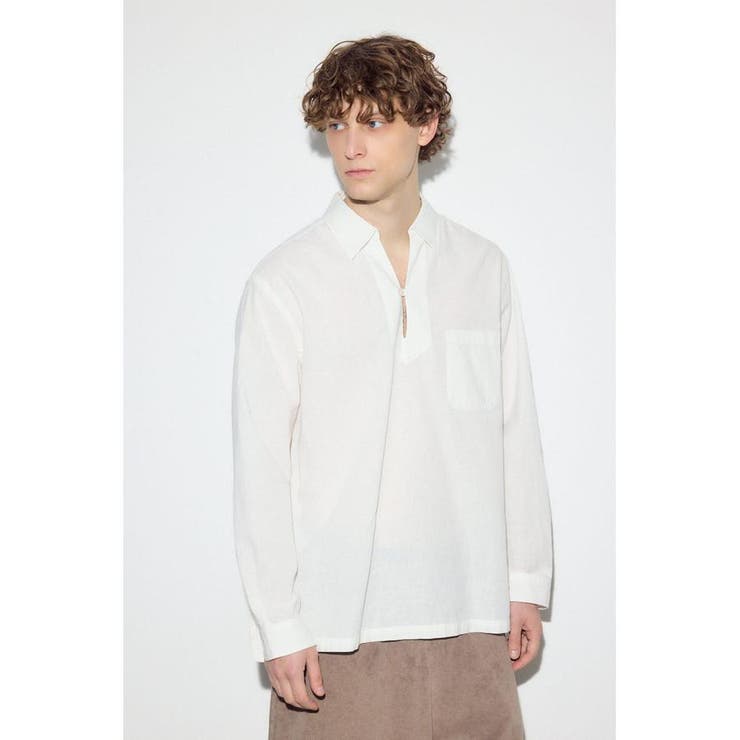 フレンチリネンCOOLMAXスキッパーシャツ | AZUL BY MOUSSY | 詳細画像3 