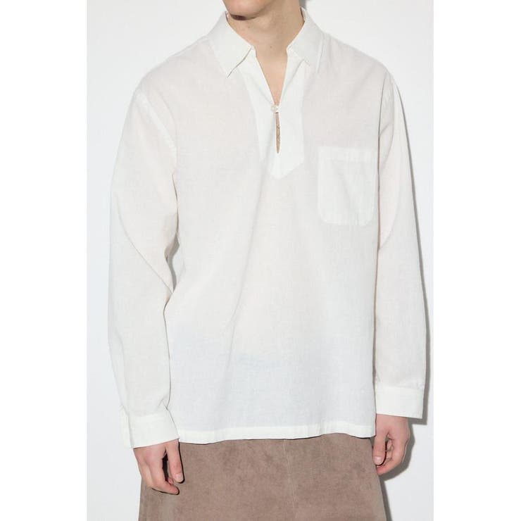 WHT | フレンチリネンCOOLMAXスキッパーシャツ | AZUL BY MOUSSY