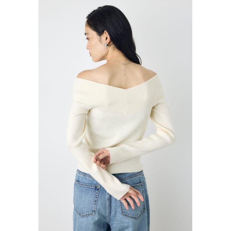 クロスデザイン長袖ニットトップス | AZUL BY MOUSSY | 詳細画像4 