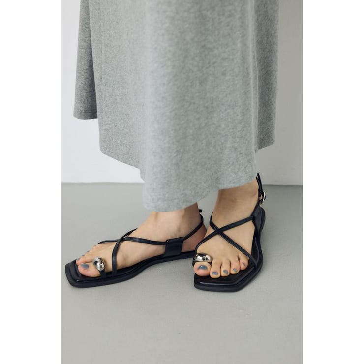 BLK | メタルパーツクロスデザインサンダル | AZUL BY MOUSSY