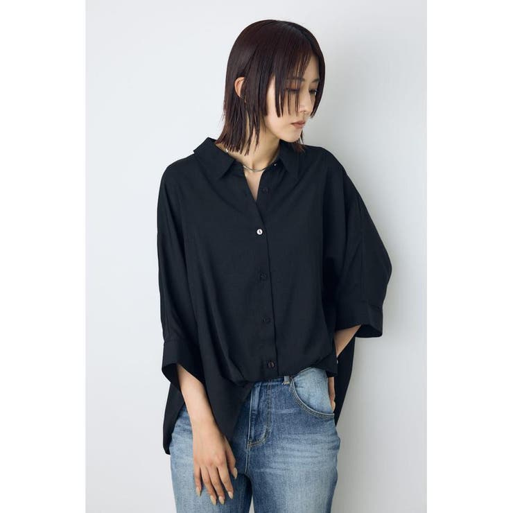 BLK | 楊柳タックヘムコクーンシャツ | AZUL BY MOUSSY