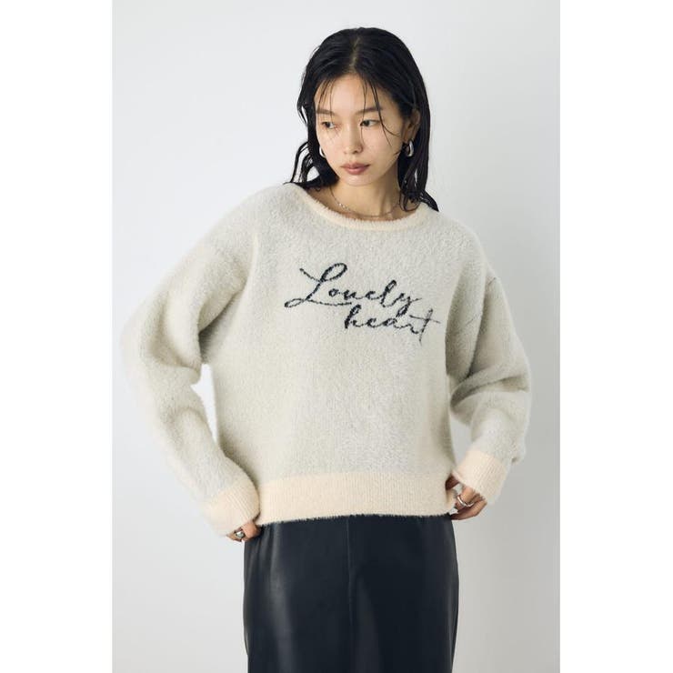 シャギーアソートロゴニット | AZUL BY MOUSSY | 詳細画像1 