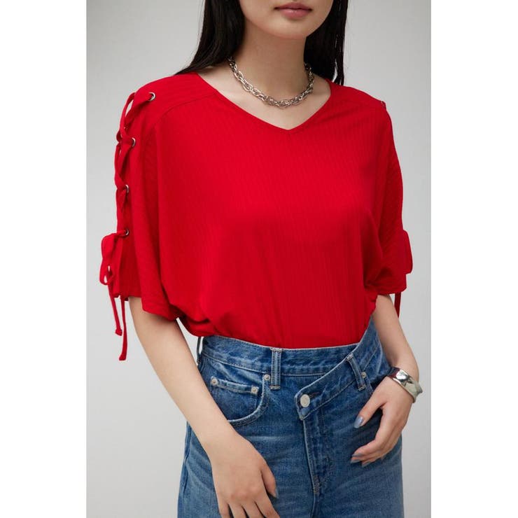 RED | ショルダーレースアップカットトップス | AZUL BY MOUSSY