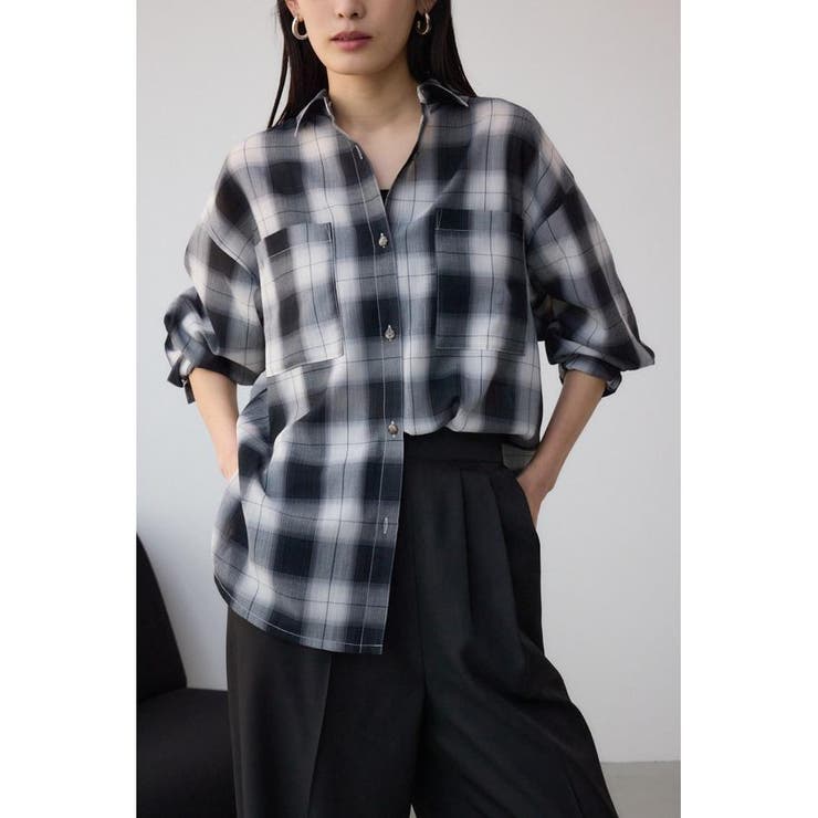 柄BLK5 | オンブレチェックライトシャツ | AZUL BY MOUSSY