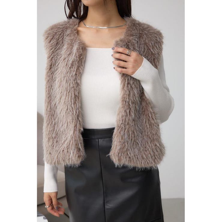 BEG | フェイクファ-ベスト | AZUL BY MOUSSY