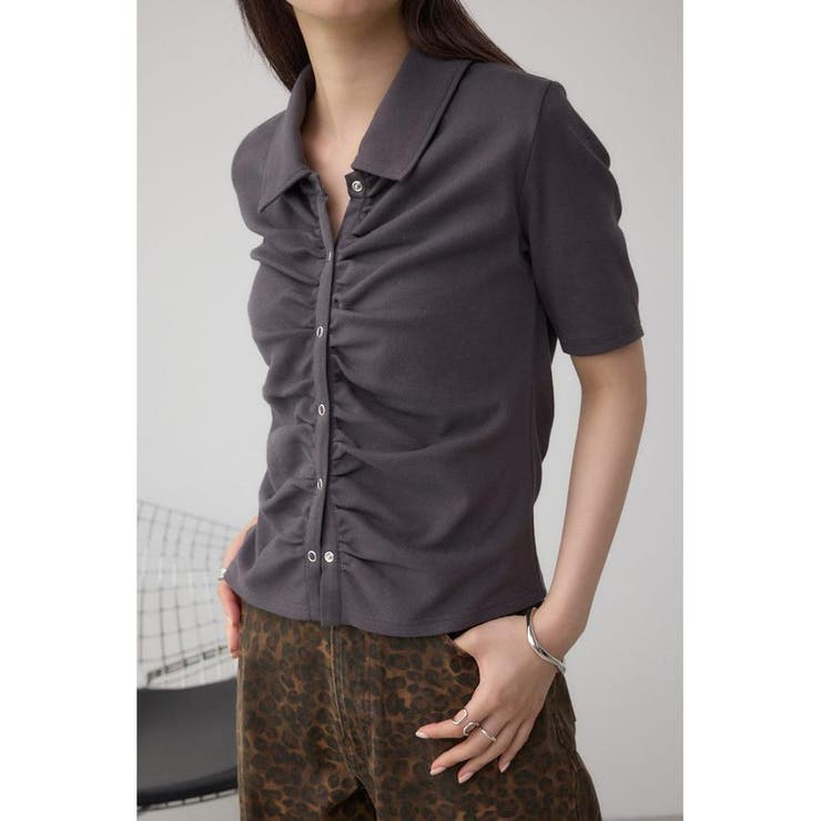 C.GRY | フロントギャザーポロトップス | AZUL BY MOUSSY