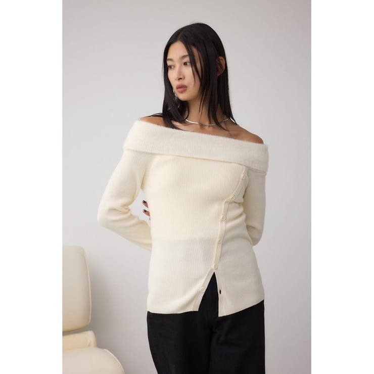 シャギーコンビオフショルダーニット | AZUL BY MOUSSY | 詳細画像3 