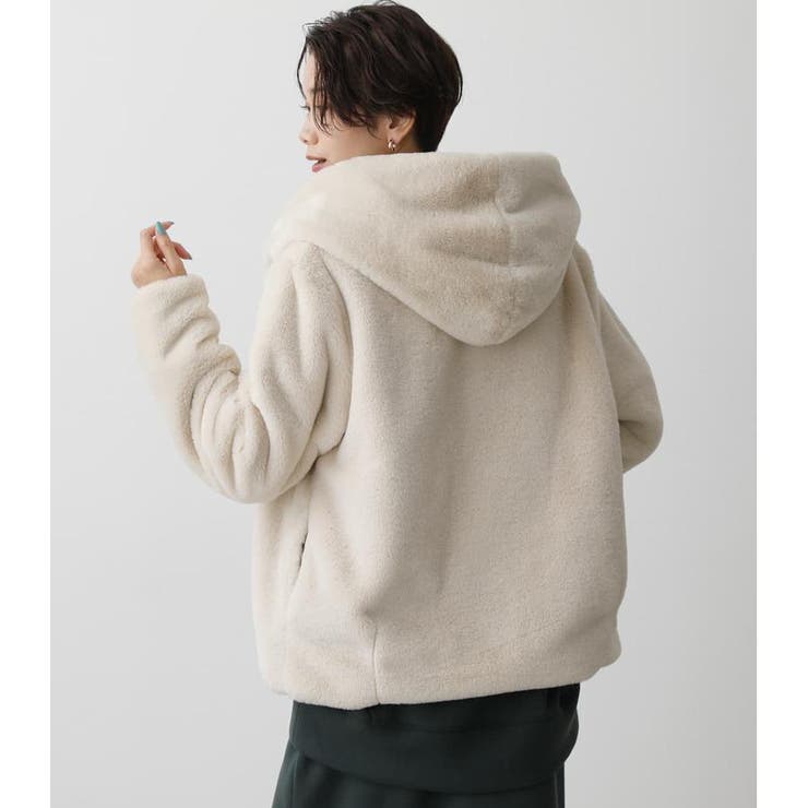 FLUFFY HOODIE SHORT COAT | AZUL BY MOUSSY | 詳細画像3 