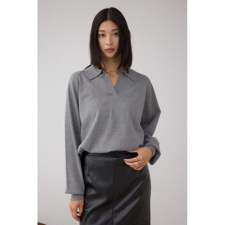 ポロカラーフォルムニットプルオーバー | AZUL BY MOUSSY | 詳細画像32 