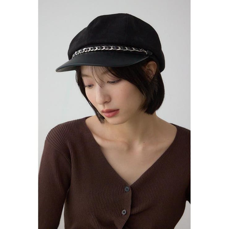 BLK | フェイクレザーチェーンキャスケット | AZUL BY MOUSSY