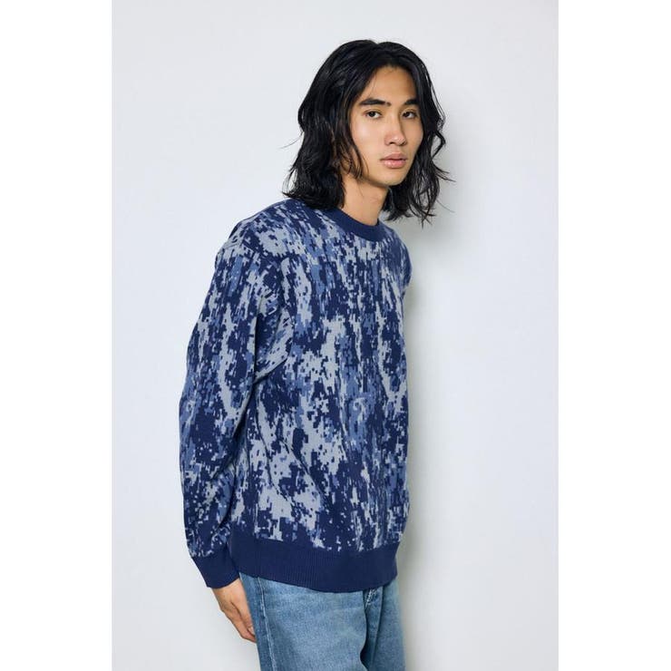 柄BLU5 | 総柄ニットトップス | AZUL BY MOUSSY