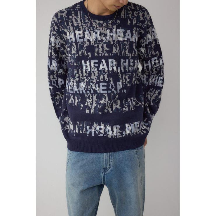 柄NVY5 | 総ロゴペイントニットトップス | AZUL BY MOUSSY