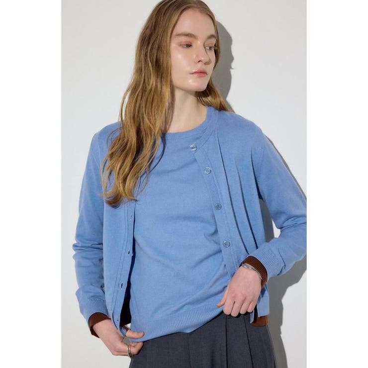 L/BLU1 | カシミヤミックスレイヤードニットカーデイガン | AZUL BY MOUSSY