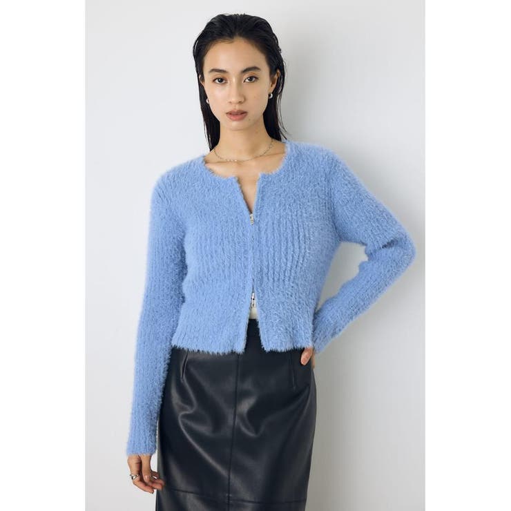 ダブルジップシャギーニットカーディガン | AZUL BY MOUSSY | 詳細画像35 
