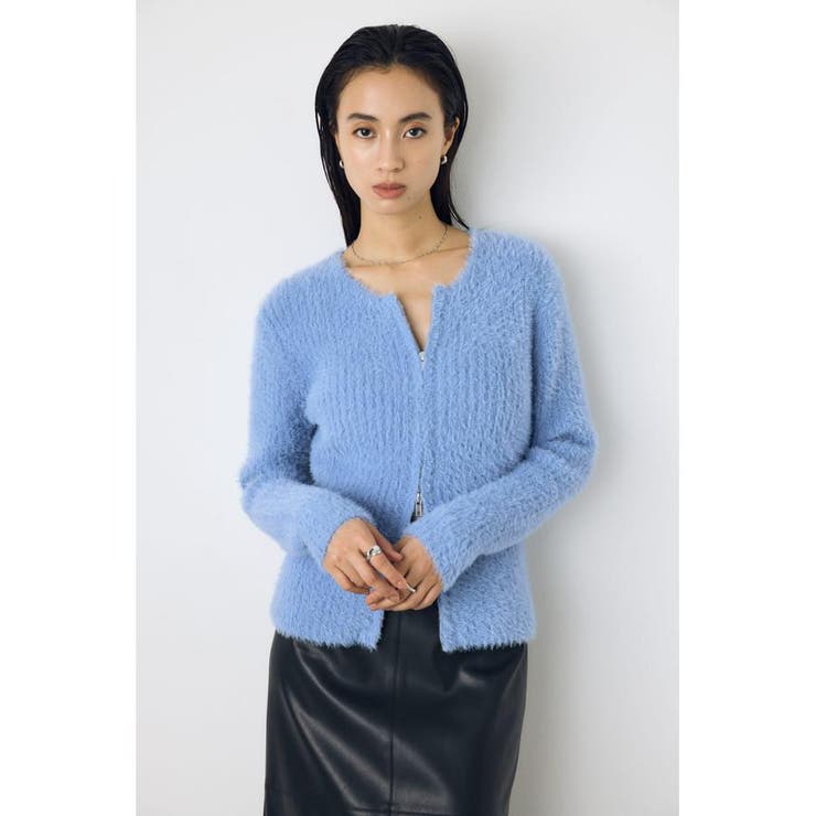 ダブルジップシャギーニットカーディガン | AZUL BY MOUSSY | 詳細画像25 