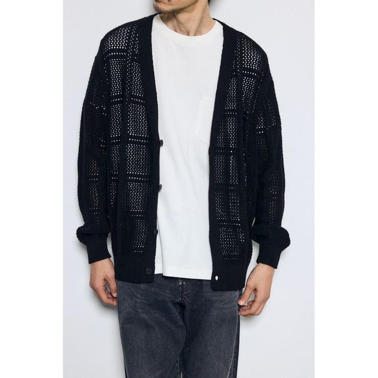 BLK | コットンメッシュニットカーディガン | AZUL BY MOUSSY