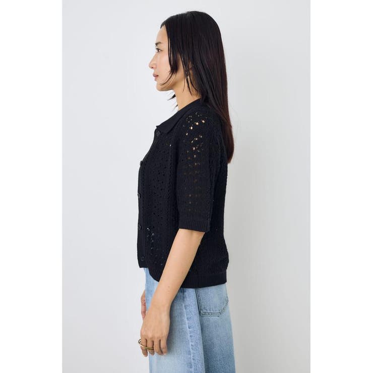 クロシェニットポロカラーカーディガン | AZUL BY MOUSSY | 詳細画像14 