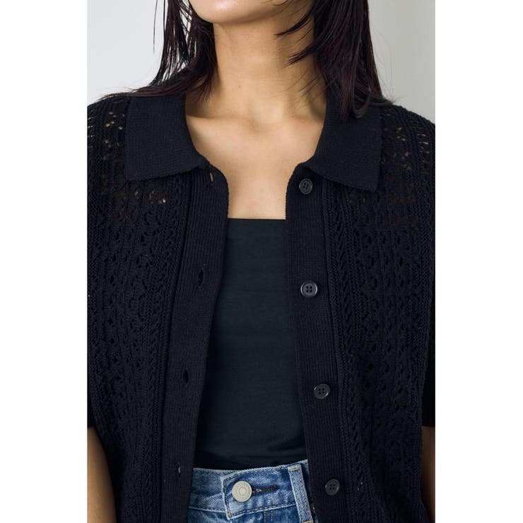 クロシェニットポロカラーカーディガン | AZUL BY MOUSSY | 詳細画像15 