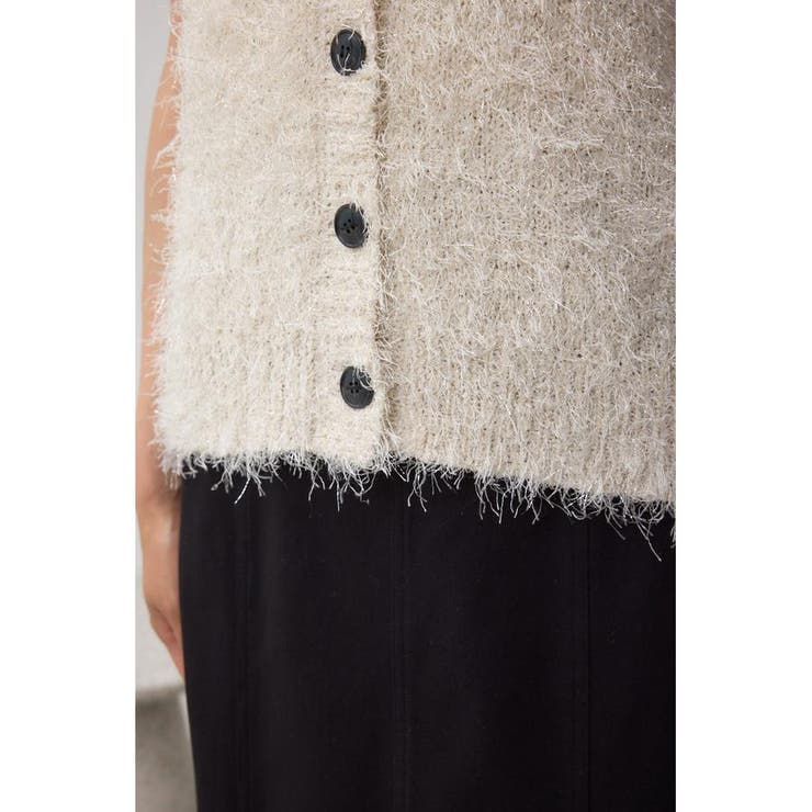ラメフェザーVネックニットベスト | AZUL BY MOUSSY | 詳細画像10 