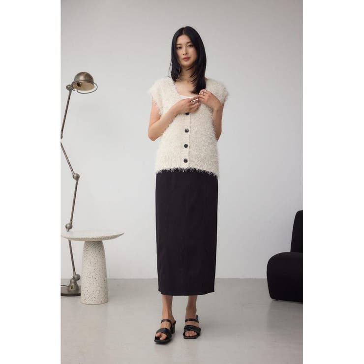 ラメフェザーVネックニットベスト | AZUL BY MOUSSY | 詳細画像4 