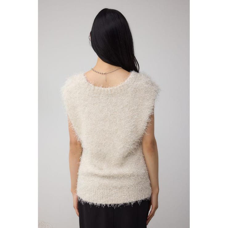 ラメフェザーVネックニットベスト | AZUL BY MOUSSY | 詳細画像7 