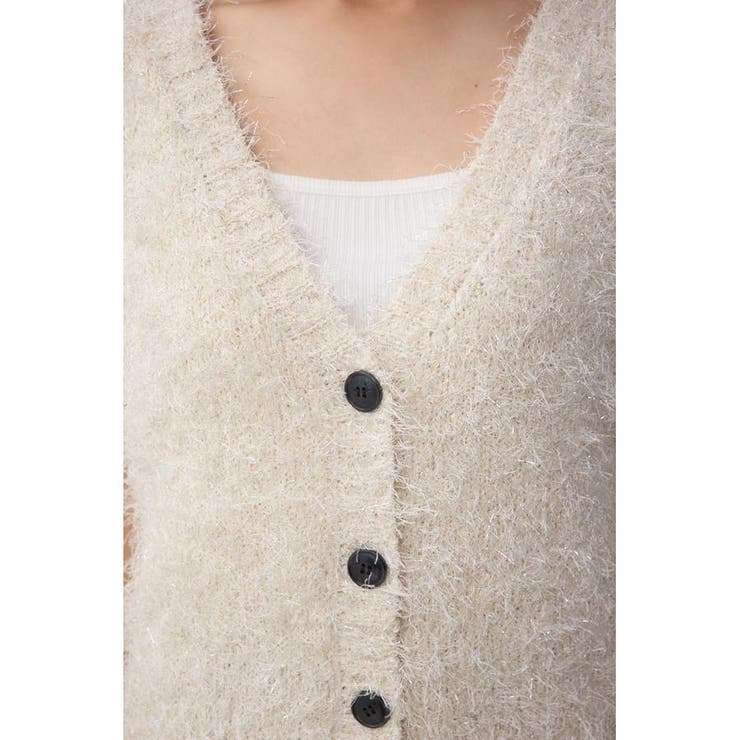 ラメフェザーVネックニットベスト | AZUL BY MOUSSY | 詳細画像8 