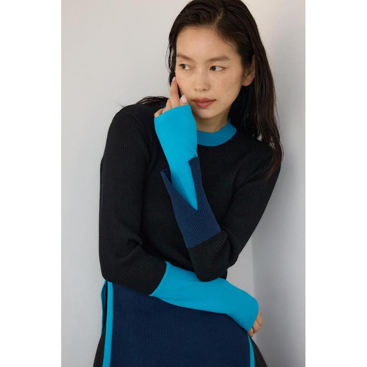 カラーブロッキングリブニット | AZUL BY MOUSSY | 詳細画像13 