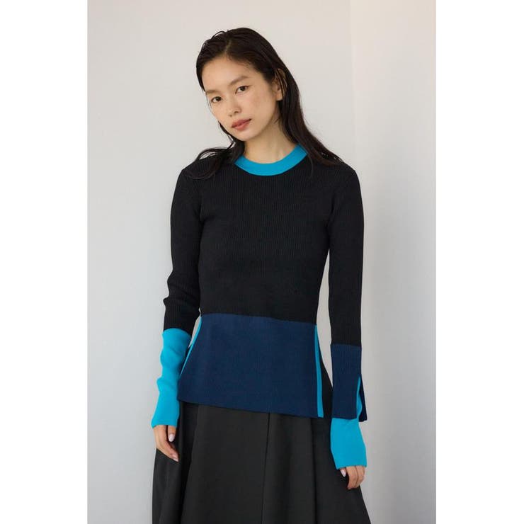 カラーブロッキングリブニット | AZUL BY MOUSSY | 詳細画像14 