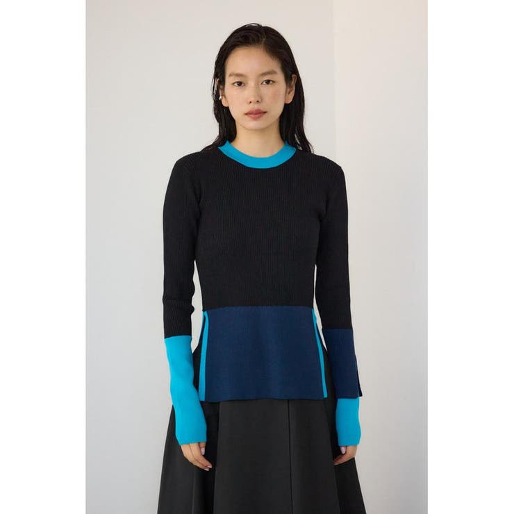 カラーブロッキングリブニット | AZUL BY MOUSSY | 詳細画像16 