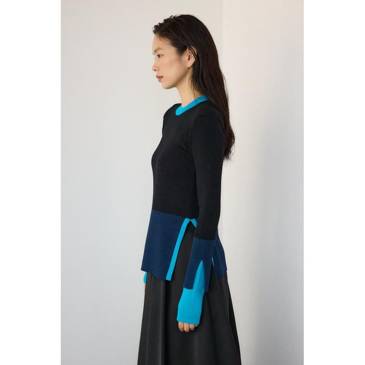 カラーブロッキングリブニット | AZUL BY MOUSSY | 詳細画像17 
