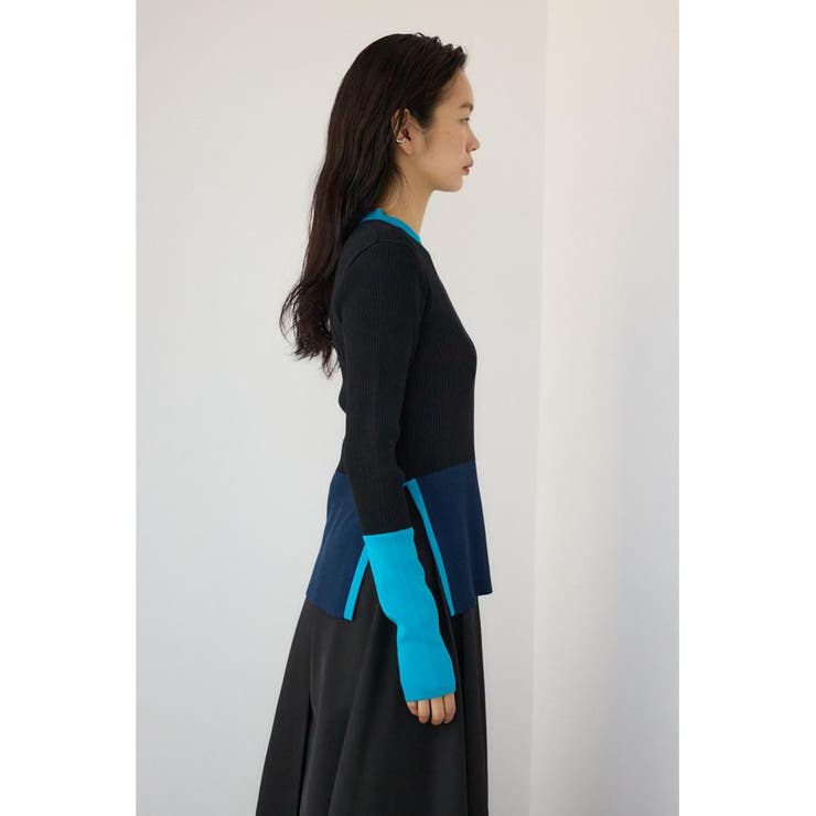 カラーブロッキングリブニット | AZUL BY MOUSSY | 詳細画像18 