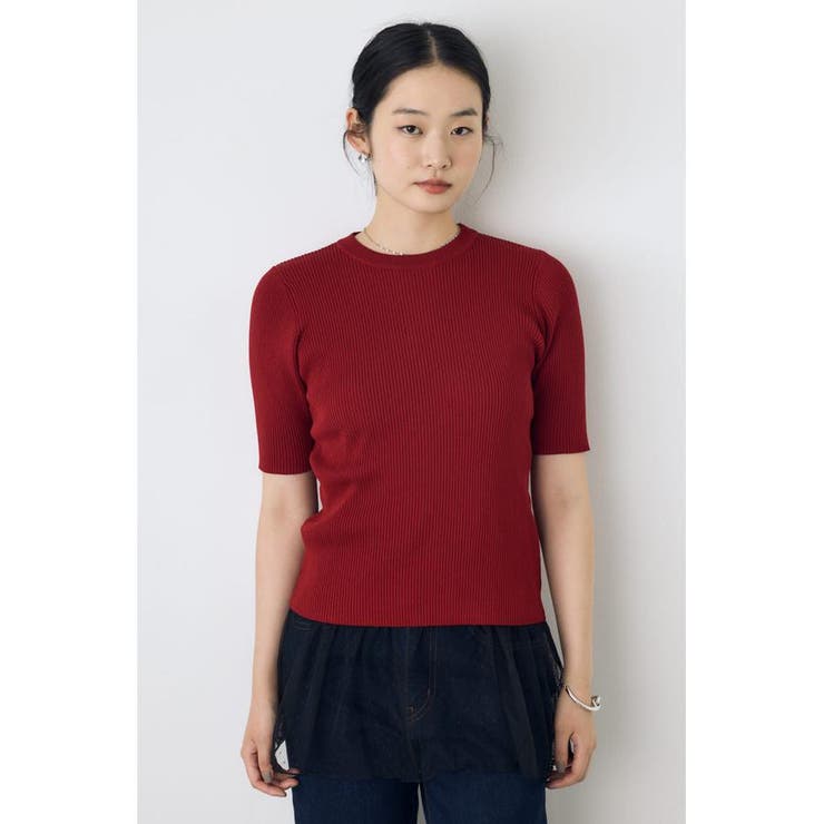 ハーフスリーブクルーネックニットトップス | AZUL BY MOUSSY | 詳細画像25 