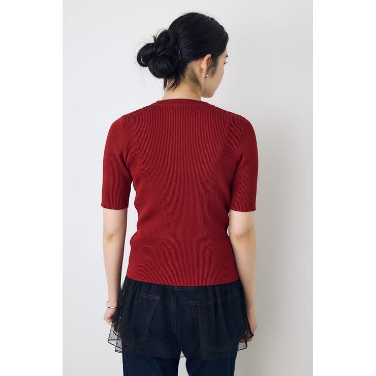 ハーフスリーブクルーネックニットトップス | AZUL BY MOUSSY | 詳細画像28 