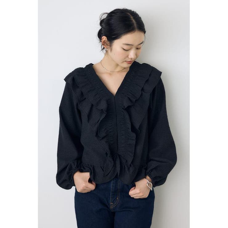 BLK | フロントホックラッフルブラウス | AZUL BY MOUSSY